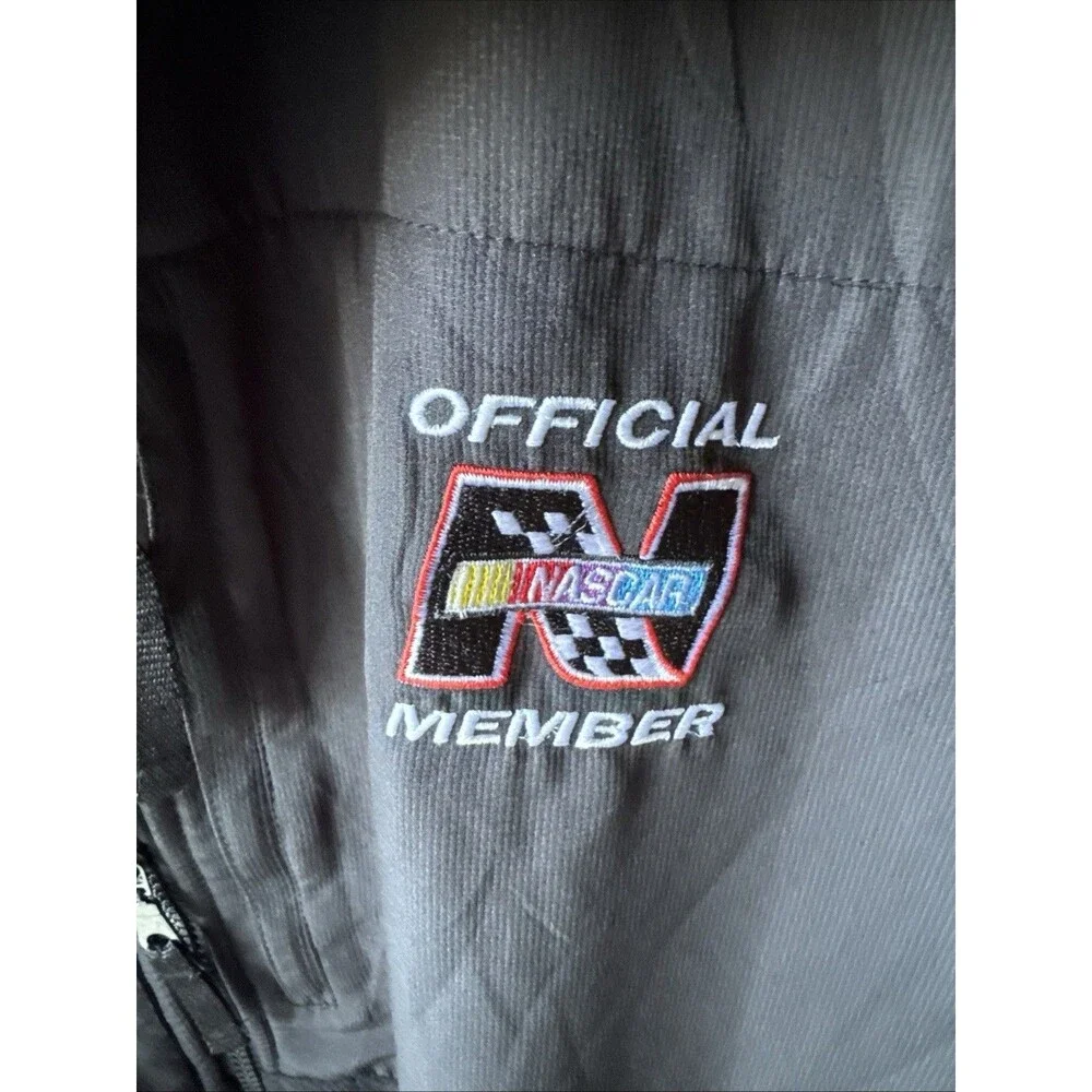 Vintage NASCAR Official Member Fleece/Nylon Hybrid Jacket Men’s 2XL Black Zip-Up